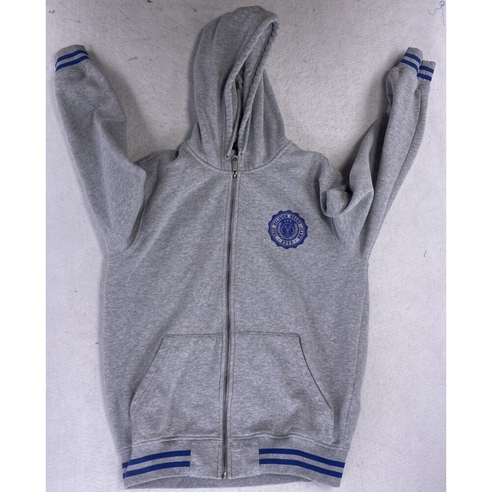 True Religion Alumni Logo Full Zip Hoodie Mens Medium Gray Streetwear Skater - Picture 3 of 13